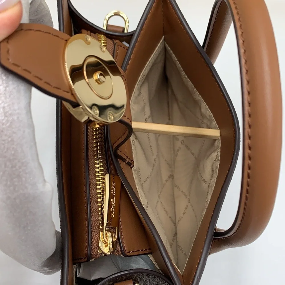 MICHAEL KORS Gabby Small Logo Satchel Crossbody COLOR BROWN NWT